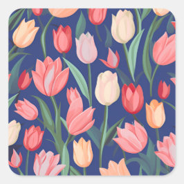 Adesivo Quadrado Padrão das tulipas.
