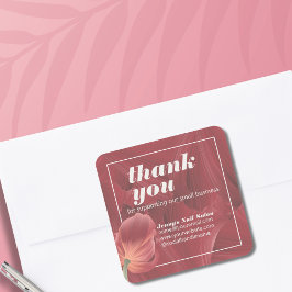 Adesivo Quadrado Padrão de Abstrato de Tulipas Vermelhas Elegante N