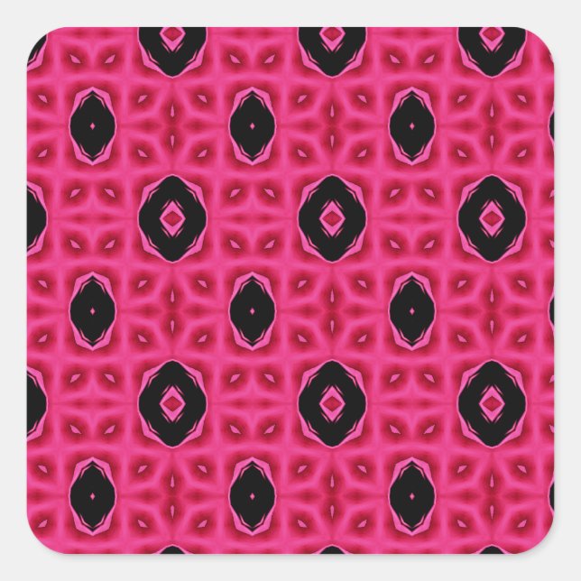 Adesivo Quadrado Padrão De Abstrato Negra E Rosa Quente (Frente)