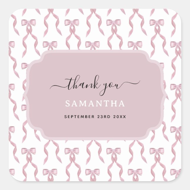 Adesivo Quadrado Padrão de Arco rosa com aquarela do rico (Frente)