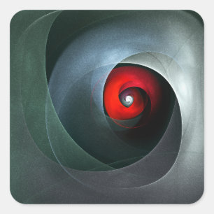 Adesivo Quadrado Padrão de Arte Moderna Abstrato de Roteiro Vermelh