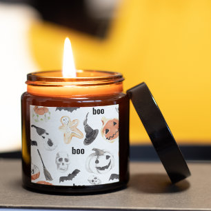 Adesivo Quadrado Padrão de Assustação Colorida do Halloween  Feliz 