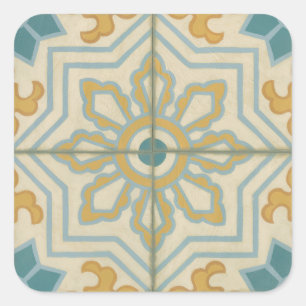 Adesivo Quadrado Padrão de Azulejo Decorativo do Velho Mundo