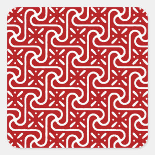 Adesivo Quadrado padrão de azulejo egípcio, vermelho escuro e branc
