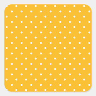 Adesivo Quadrado Padrão de bolinhas brancas em amarelo mostarda Qua