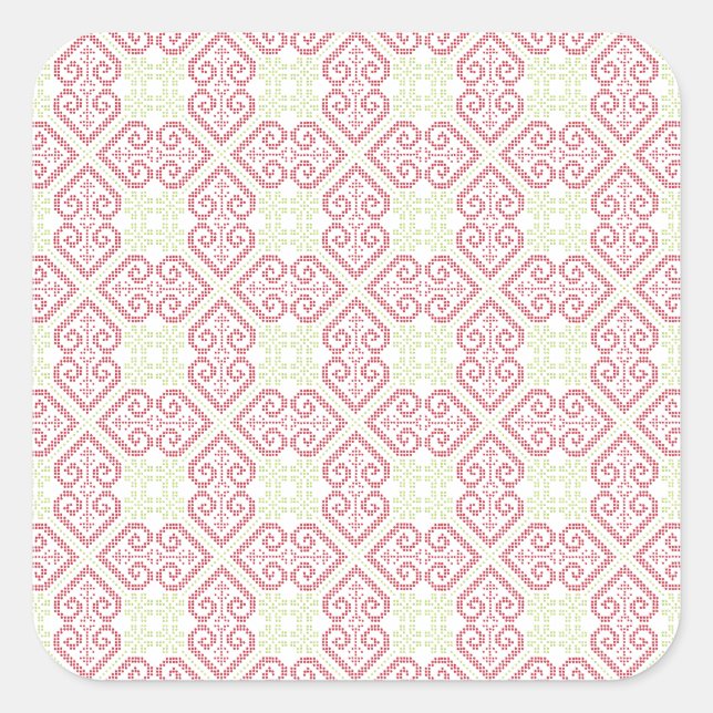 Adesivo Quadrado Padrão de bordados cruzados (Frente)