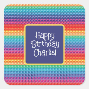 Adesivo Quadrado Padrão de brinquedo do Rainbow Pop It Fidget Perso