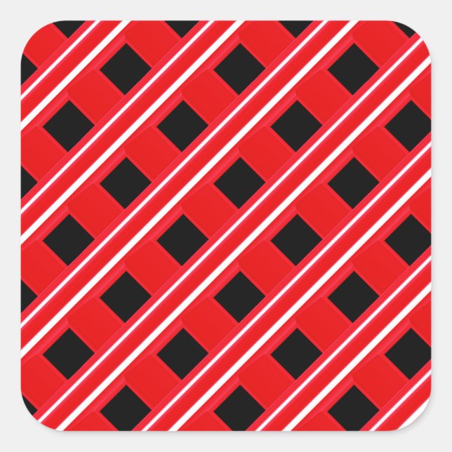 Adesivo Quadrado Padrão De Classificação Vermelho E Branco (Frente)