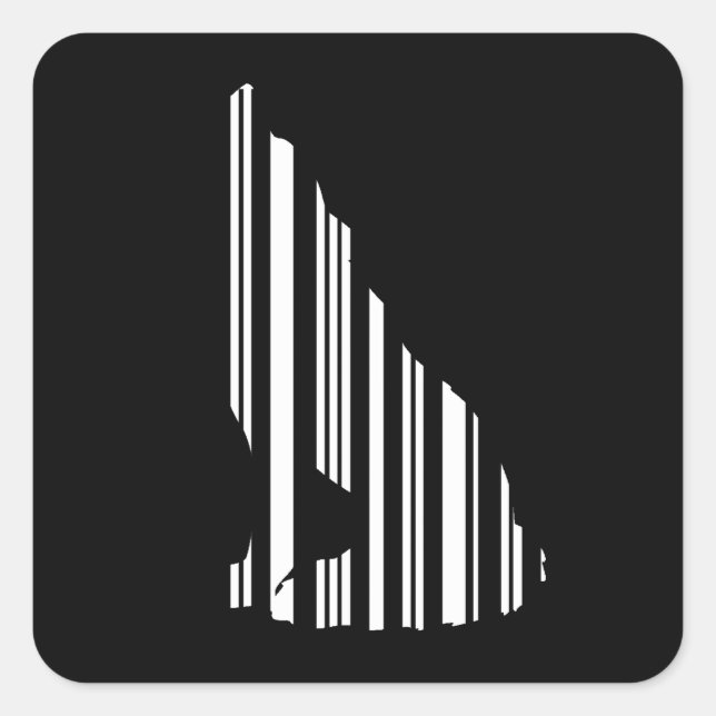 Adesivo Quadrado Padrão de Código de Barras WOLF BAR CODE Howl (Frente)