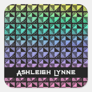 Adesivo Quadrado Padrão de Coleta do Rainbow Broken Dishes