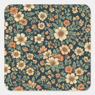 Adesivo Quadrado Padrão de colheita floral