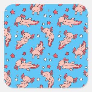 Adesivo Quadrado Padrão de cor do desenho do Axolotl submarino afut