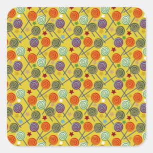Adesivo Quadrado Padrão de doces   Padrão do lombo   pirulito 30