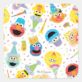Adesivo Quadrado Padrão de festa Crayon Sesame Pals