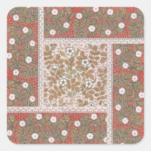 Adesivo Quadrado Padrão de Flor de Ilustração de Rosa