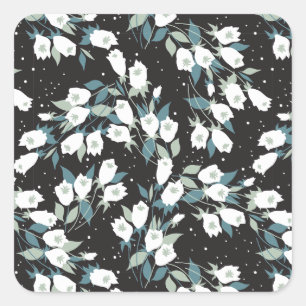 Adesivo Quadrado Padrão de Flor de Tulipas Elegante - Plano de Fund