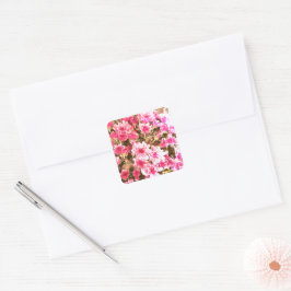 Adesivo Quadrado Padrão de Flor Pêssego – Design Botânico Suave