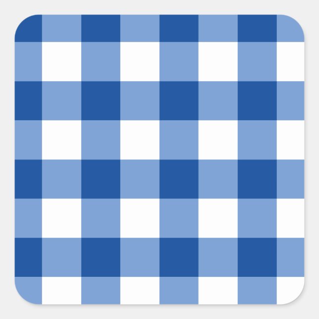 Adesivo Quadrado Padrão de gingham azul (Frente)