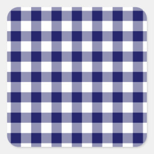 Adesivo Quadrado Padrão de Gingham Branco e marinho