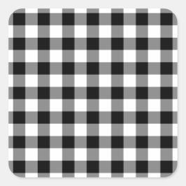 Adesivo Quadrado Padrão de Gingham Preto e Branco