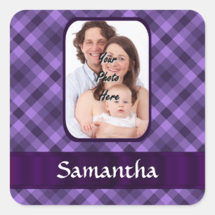 Adesivo Quadrado Padrão de gingham roxo