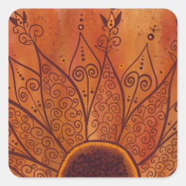 Adesivo Quadrado Padrão de girassol abstrato