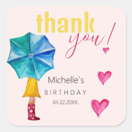 Adesivo Quadrado Padrão de Ilustração de Aquarela da Garota Guarda-