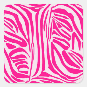 Adesivo Quadrado Padrão de Impressão de Zebra Rosa