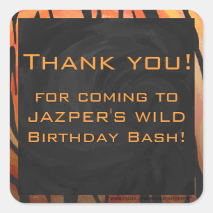 Adesivo Quadrado Padrão de Impressão preto e laranja quente do to