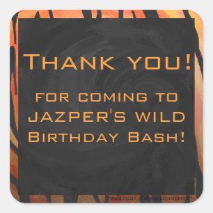 Adesivo Quadrado Padrão de Impressão preto e laranja quente do tone