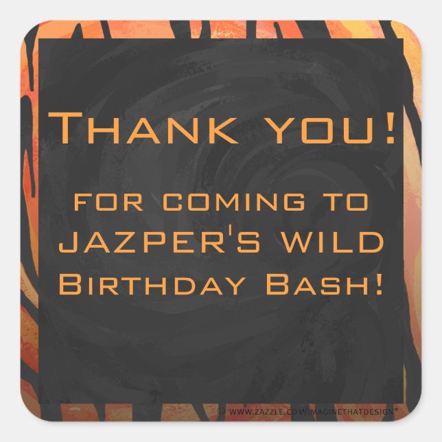 Adesivo Quadrado Padrão de Impressão preto e laranja quente do tone (Frente)