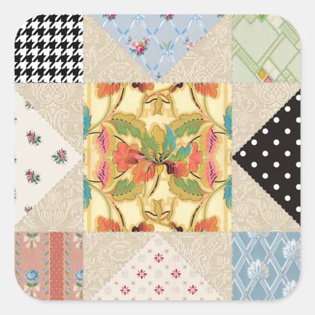 Adesivo Quadrado Padrão de Inclinação de Estrelas de Vintage Countr (Frente)