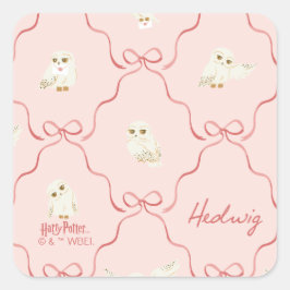 Adesivo Quadrado Padrão de Laço Rosa Hedwig