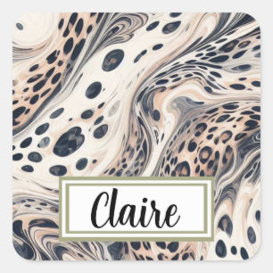 Adesivo Quadrado Padrão de leopardo marmorizado personalizado