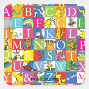 Adesivo Quadrado Padrão de Letras Maiúsculas Coloridas do ABC do Dr