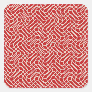 Adesivo Quadrado Padrão De Linha De Abstrato De Vermelho E Creme