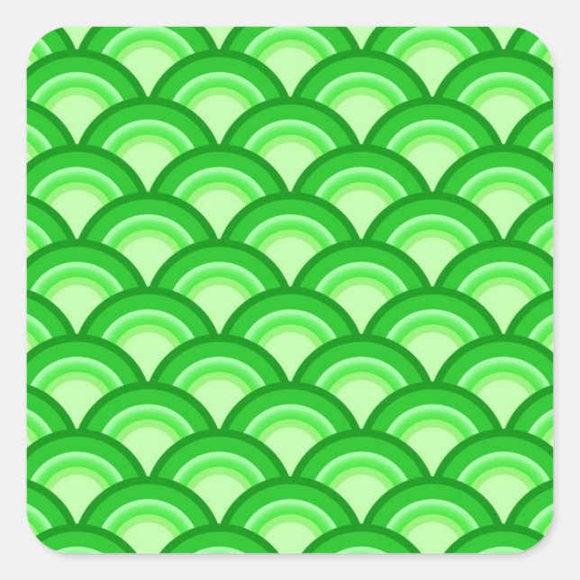 Adesivo Quadrado Padrão de onda Art Deco - jade verde (Frente)