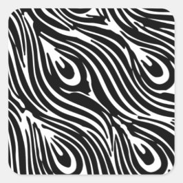 Adesivo Quadrado Padrão De Penas Pretas E Brancas