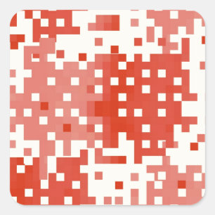 Adesivo Quadrado Padrão de Pixel Vermelho e Rosa