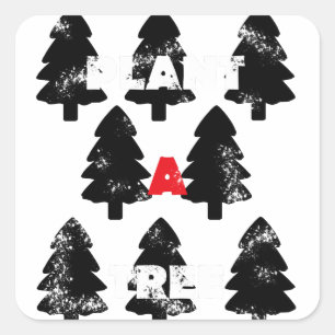 Adesivo Quadrado Padrão de plantar uma árvore