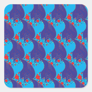 Adesivo Quadrado Padrão de queda abstrato BLUE e Rainbow vermelho 