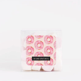 Adesivo Quadrado Padrão de Rosquinhas de Aquarela Rosa Moderna com 