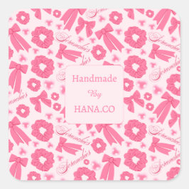 Adesivo Quadrado Padrão de Scrunchies Rosa Feminino Acessório de Ca