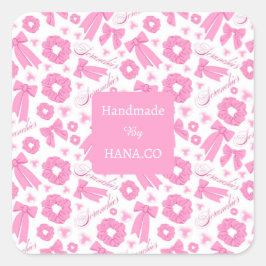 Adesivo Quadrado Padrão de Scrunchies Rosa Feminino Acessório de Ca