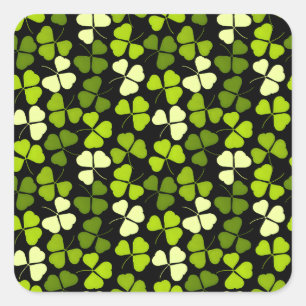Adesivo Quadrado Padrão de Shamrock escuro verde e preto