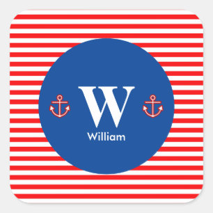 Adesivo Quadrado Padrão de Stripes Brancas Vermelhas do Marinho N