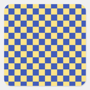 Adesivo Quadrado Padrão de tabuleiro xadrez amarelo manteiga e azul