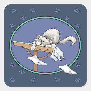 Adesivo Quadrado Padrão de travessura de gato