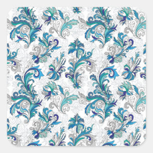 Adesivo Quadrado Padrão de Vintagem da Porta Floral Pastel.