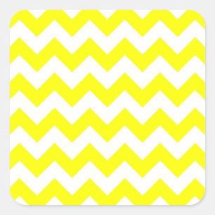 Adesivo Quadrado Padrão de Zigzag branco e amarelo